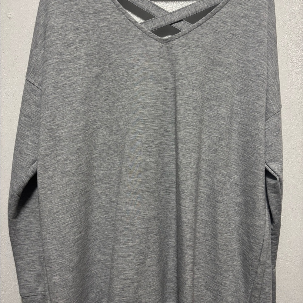 Gray V-Neck Crisscross Sweater - NWT